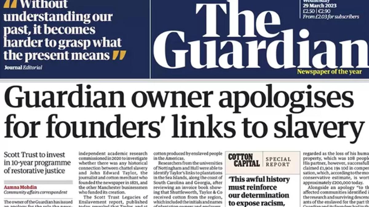 Guardian gazetesi kurucularının kölecilikten çıkar sağlamasından ötürü özür diledi