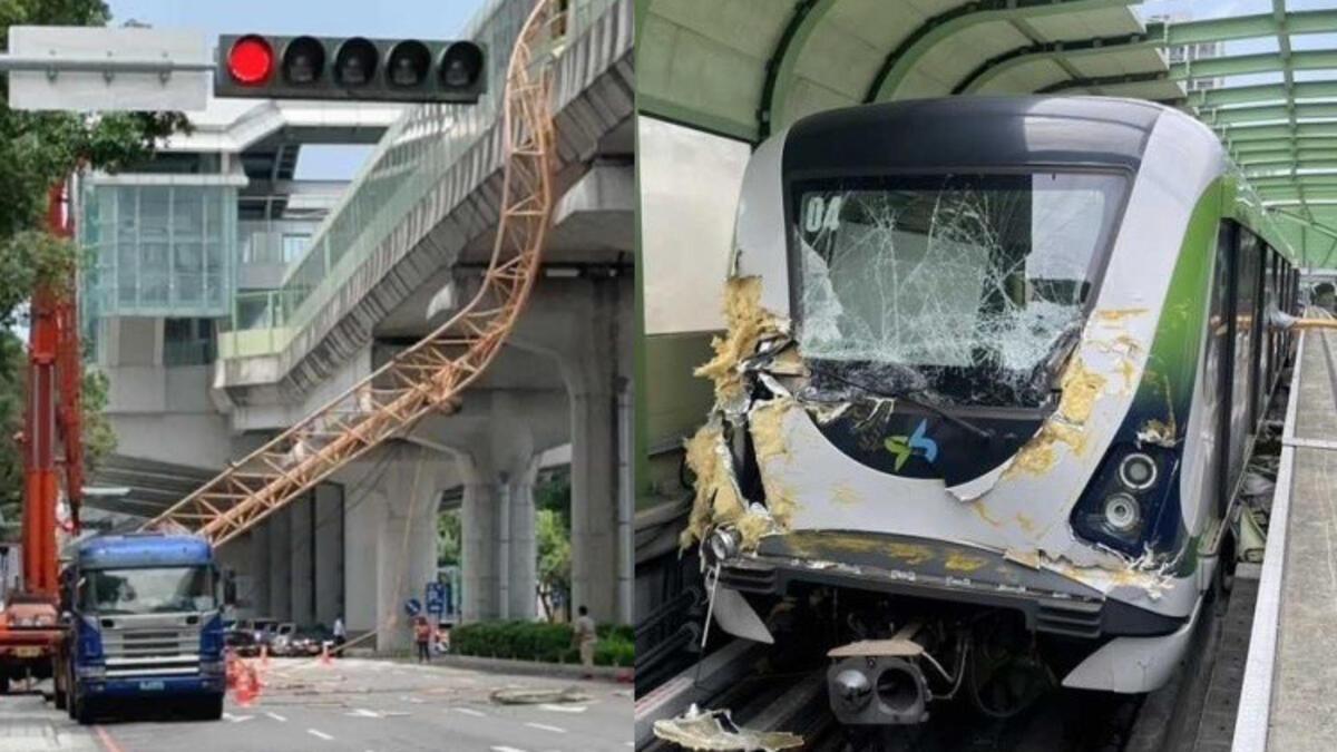 Tayvan'da inşaat vinci metronun üzerine düştü: 1 meyyit, 8 yaralı