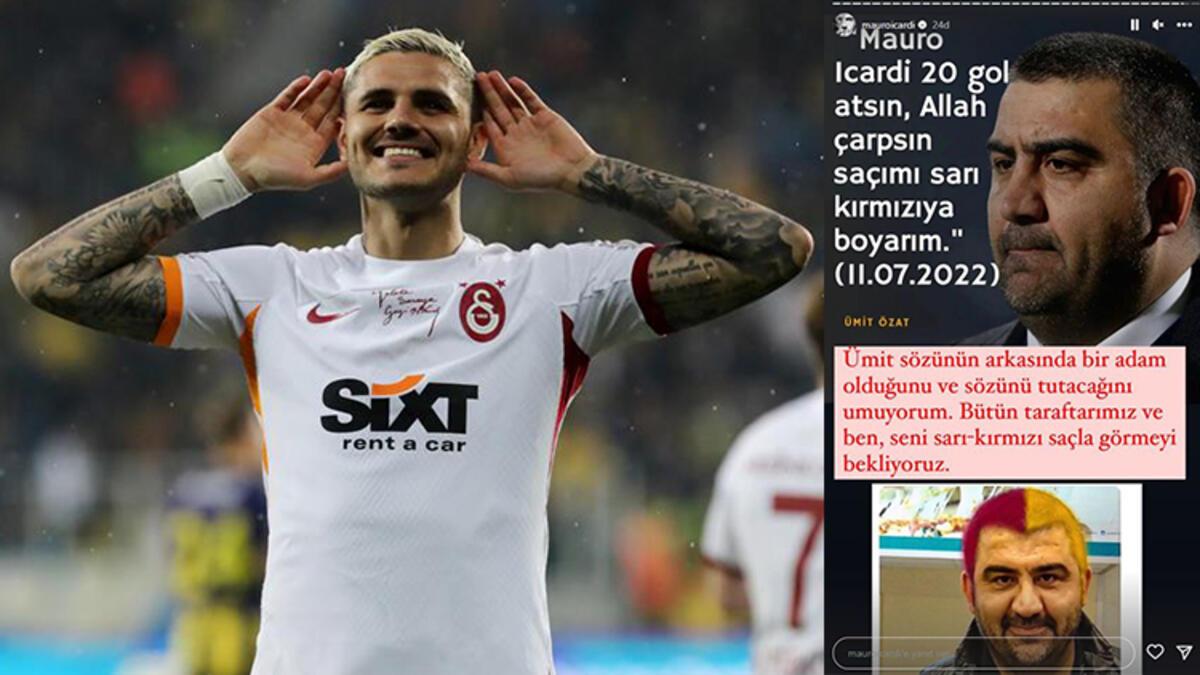 Galatasaray'da Mauro Icardi'den Ümit Özat paylaşımı! "Seni sarı-kırmızılı saçla görmeyi bekliyoruz"