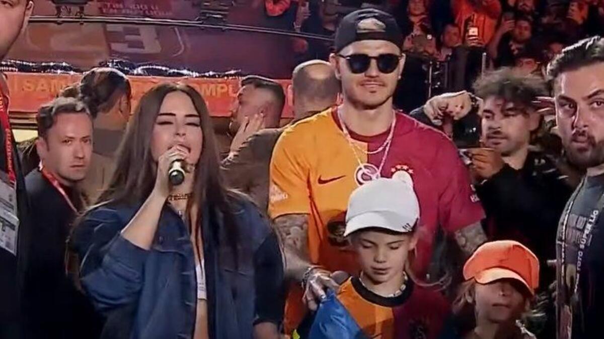 Galatasaray'ın şampiyonluk kutlamasında beklenen buluşma gerçekleşti! Simge Sağın - Mauro Icardi düeti geceye damga vurdu...
