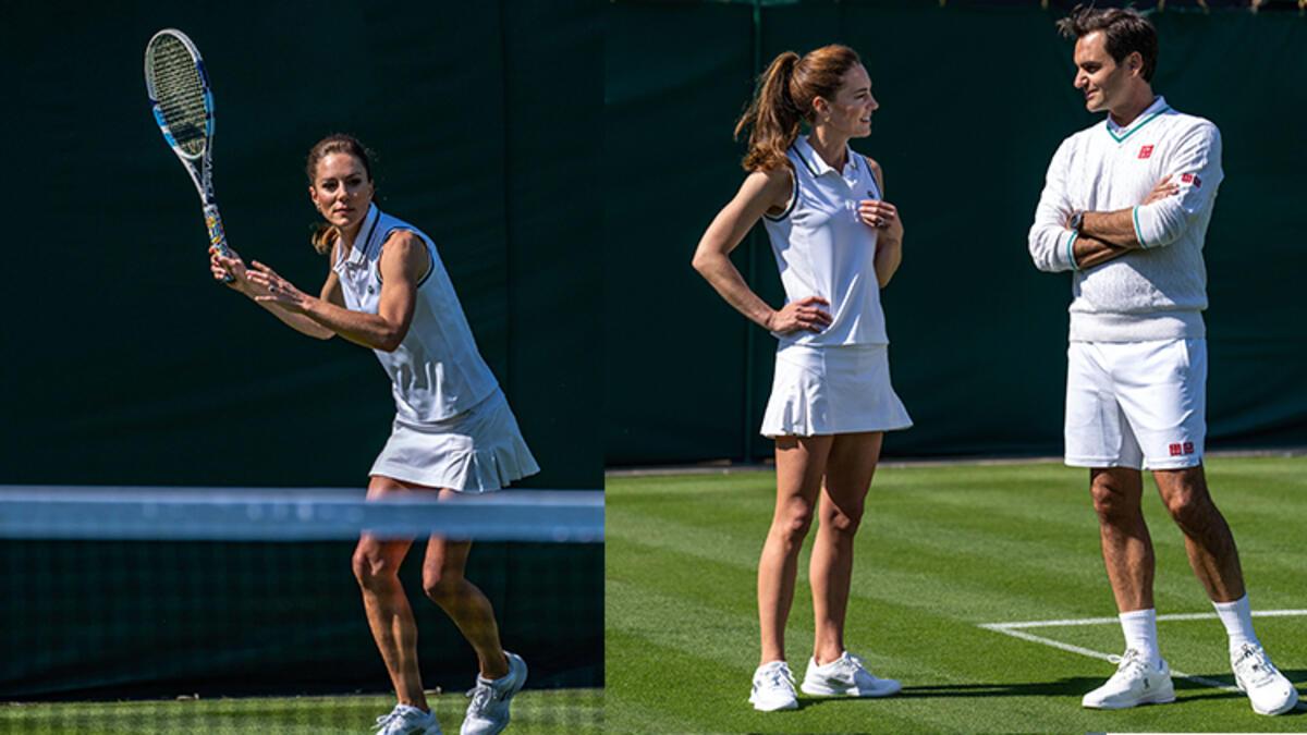 Kate Middleton Roger Federer’le tenis maçı yaptı, adeta yer yerinden oynadı: Bu bayanın yapamayacağı şey yok mu?