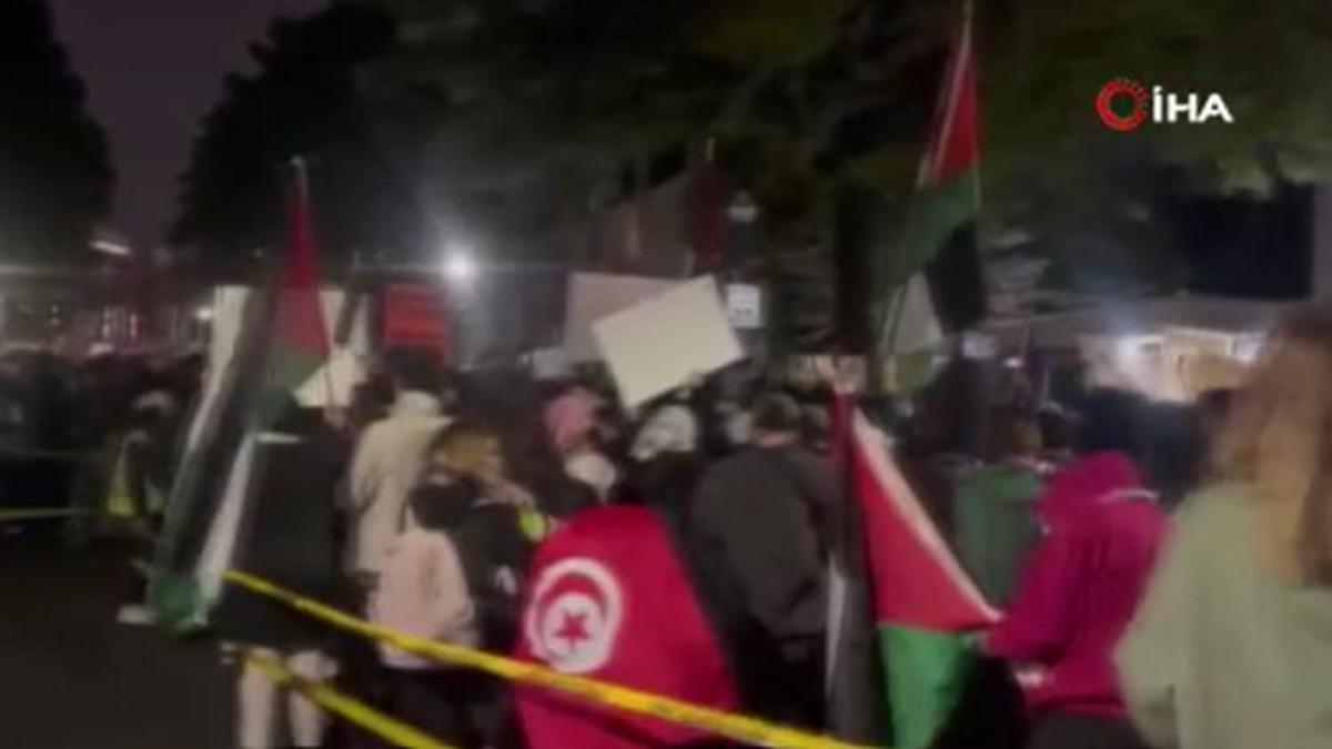 Yüzlerce Filistinli gitti... Washingtonn Büyükelçiliği önünde "ateşkes" daveti
